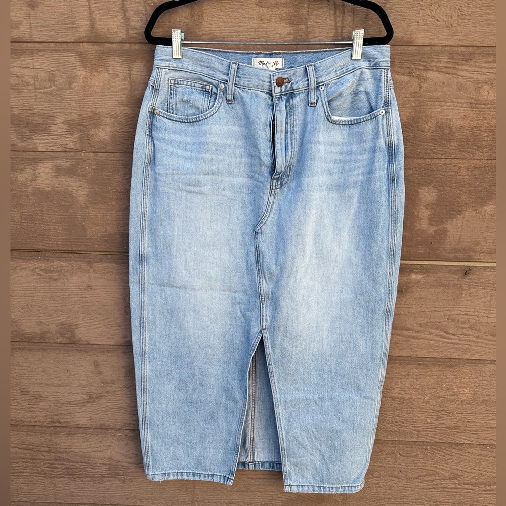 Madewell denim midi skirt